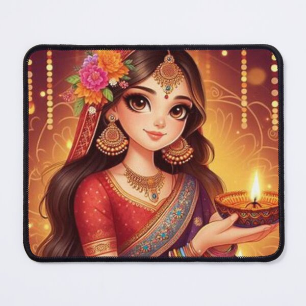 Item preview, Traditional Indian Girl with Cartoon Style designed and sold by Mywaymylife.