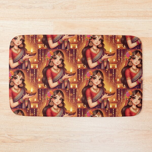 Item preview, Traditional Indian Girl with Cartoon Style designed and sold by Mywaymylife.