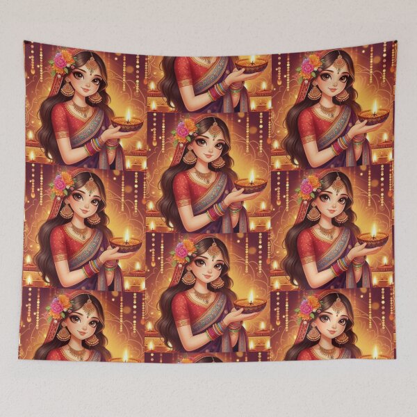 Item preview, Traditional Indian Girl with Cartoon Style designed and sold by Mywaymylife.