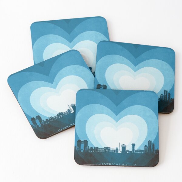 Item preview, Guatemala City Skyline Guatemala Hearts Blue designed and sold by ArtPrints.