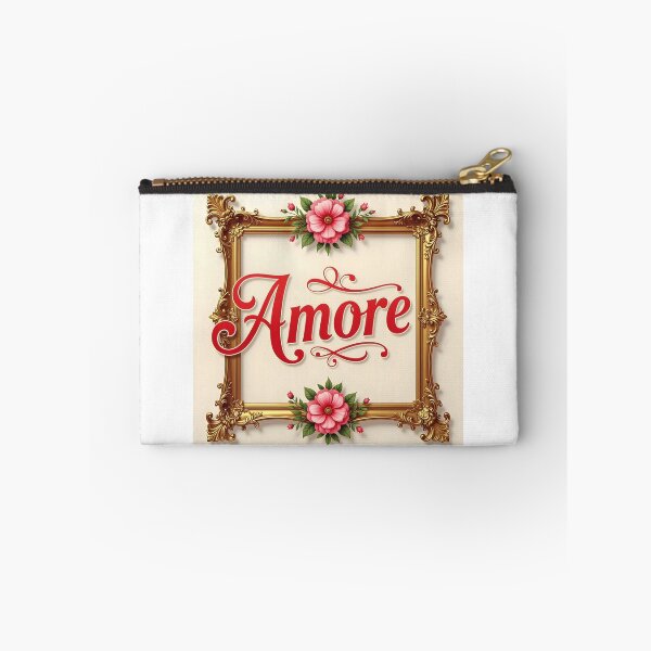 Item preview, Amore – Red Text in Vintage Gold Frame with Pink Florals designed and sold by EmeraldeaArt.