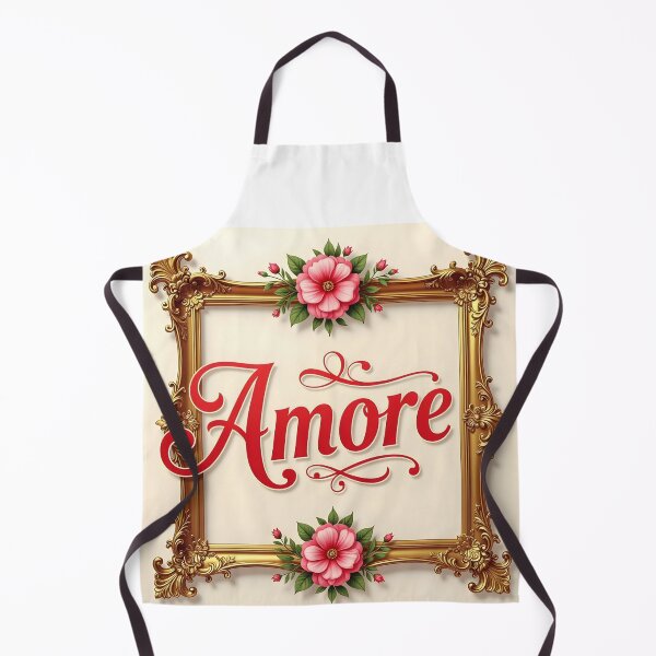 Item preview, Amore – Red Text in Vintage Gold Frame with Pink Florals designed and sold by EmeraldeaArt.