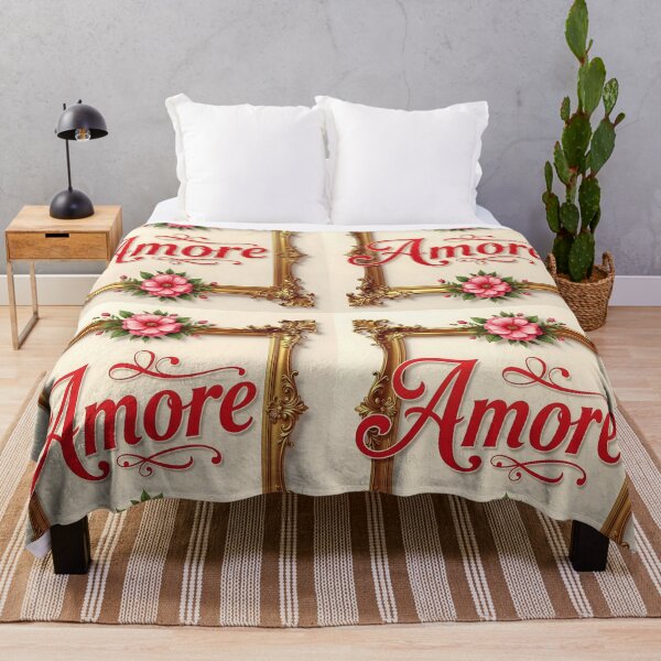Item preview, Amore – Red Text in Vintage Gold Frame with Pink Florals designed and sold by EmeraldeaArt.