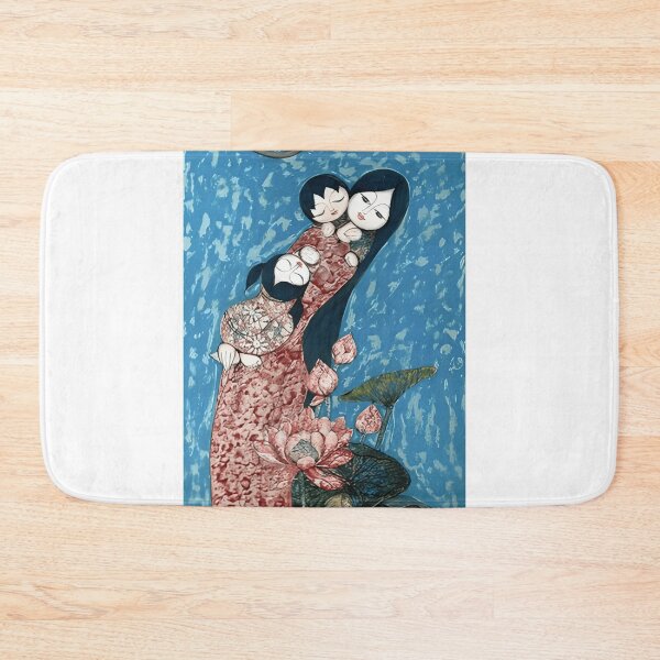 Item preview, 26 Mother and Children in Red Áo Dài with Lotus designed and sold by AntoniaHarrison.