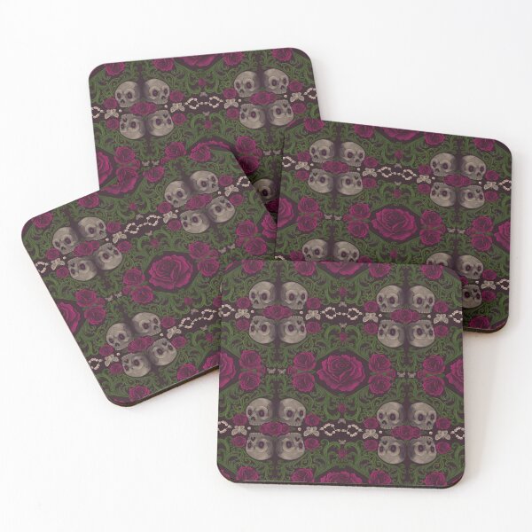 Item preview, Rococo Gothic Skull and Rose Pattern – Dark Romantic Seamless Design designed and sold by Dee-Stroud.