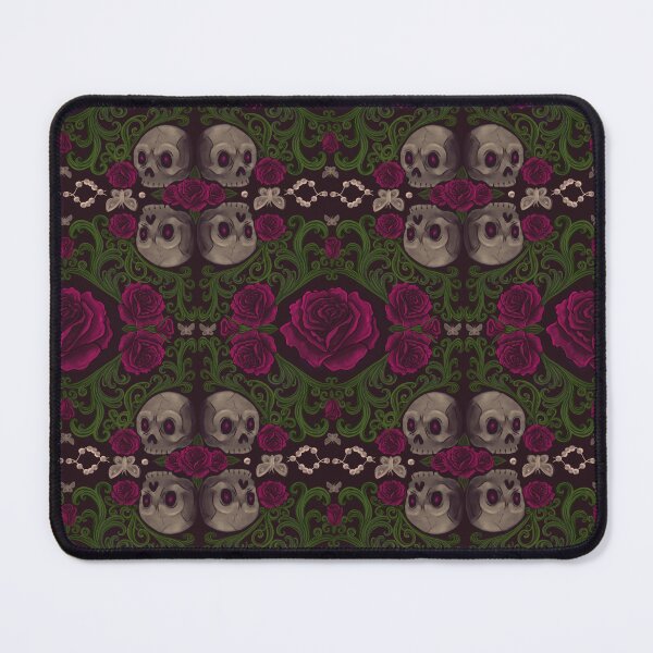 Item preview, Rococo Gothic Skull and Rose Pattern – Dark Romantic Seamless Design designed and sold by Dee-Stroud.