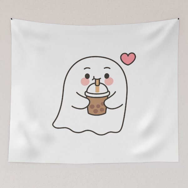 Item preview, Cute Ghost Sticker Drinking Bubble Tea with Heart designed and sold by BibleProject.