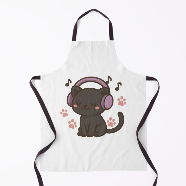 Item preview, Kawaii Black Panther with Headphones – Cute Music Cat Illustration with Paws & Notes designed and sold by OsasChild.