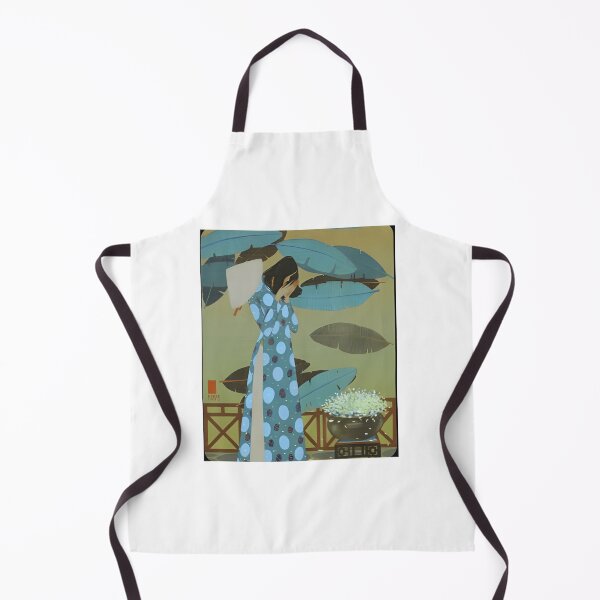 Item preview, 27 Vietnamese Lady in Blue Áo Dài with Bananas Leaves designed and sold by AntoniaHarrison.