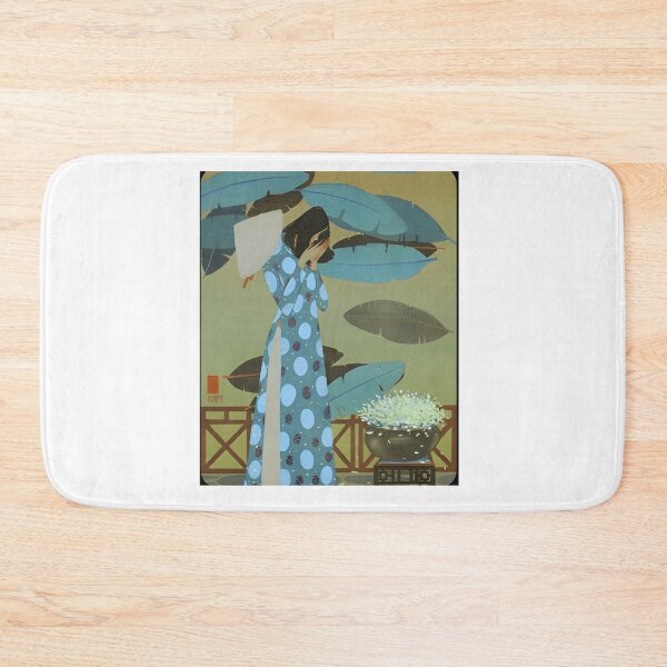 Item preview, 27 Vietnamese Lady in Blue Áo Dài with Bananas Leaves designed and sold by AntoniaHarrison.
