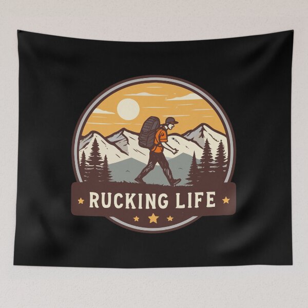 Item preview, Rucking Life Vintage Emblem | Hiking, Backpacking & Outdoor Fitness Design designed and sold by VividOrganica.