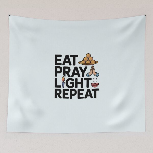 Item preview, Eat Pray Light Repeat – Diwali Festival Quote Design designed and sold by Jollys-ArtShop.