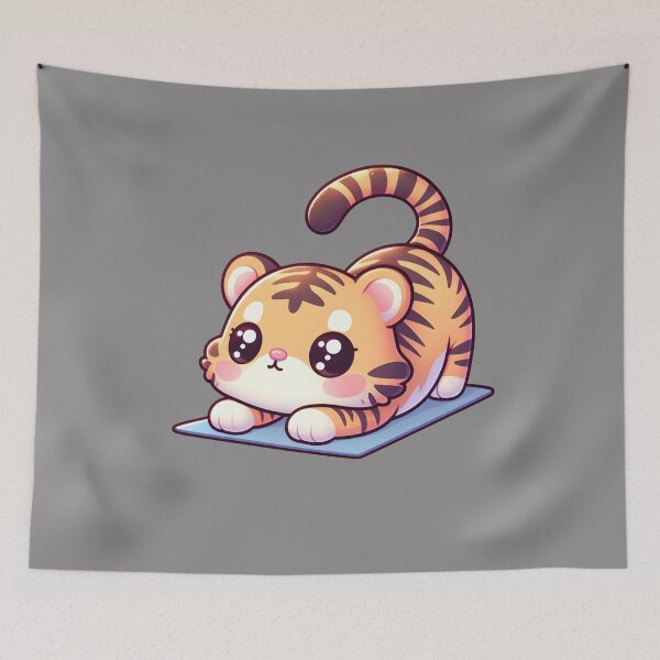 Item preview, Cute Cartoon Tiger in Yoga Pose designed and sold by ArtistEmbrace.