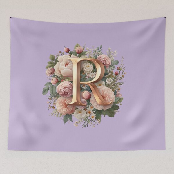 Item preview, Floral Monogram Letter R Wall Art – Elegant Gold Initial R with Roses & Peonies | Personalized Wedding Gift, Nursery Decor, Feminine Botanical Initial R Print designed and sold by AmenAlways.