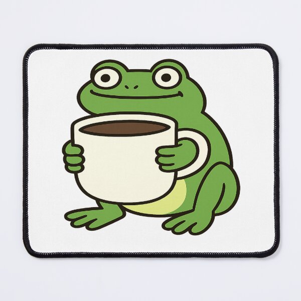 Item preview, Froggy Coffee Time – Cute Cartoon Frog with Mug designed and sold by BrianThompsona.