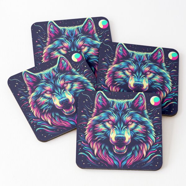 Item preview, Colorful neon wolf designed and sold by Dogandesighn.