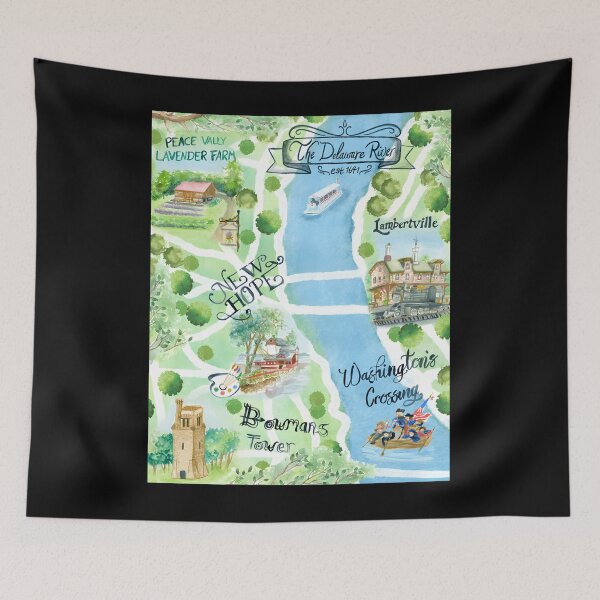 Item preview, Bucks County Pennsylvania Watercolor Illustrated Map  designed and sold by bvunozvld24.