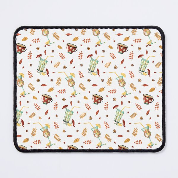 Item preview, Warm Autumn Seamless Pattern with Mulled Wine, Hot drink in glass and cup of tea designed and sold by KosaUA.