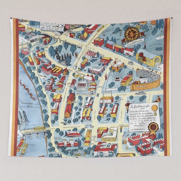 Item preview, MINNEAPOLIS University map MINNESOTA dorm decor graduate designed and sold by FrenchPrinting.