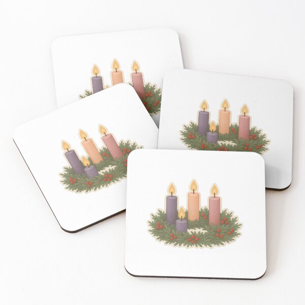 Item preview, Advent wreath with four lit candles symbolizing hope, peace, joy, and love, AI Generated designed and sold by dvoevnore.