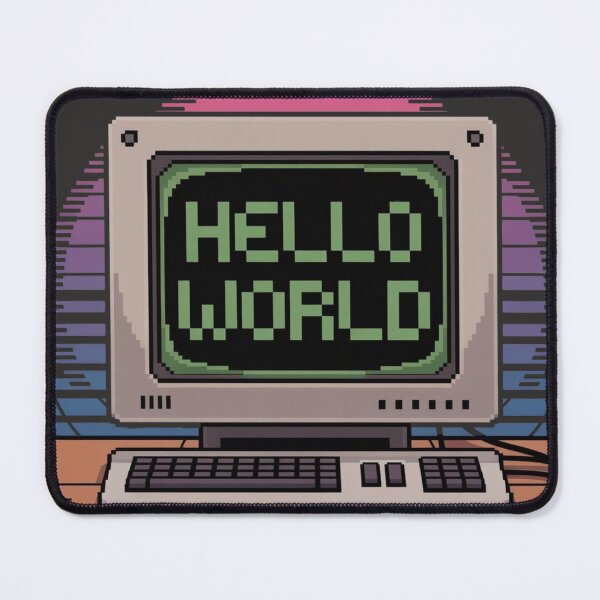 Item preview, Retro 'Hello World' Programmer Pixel Art designed and sold by Dewer Shop.