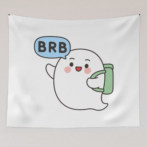 Item preview, Cute Ghost Sticker with BRB Text and Mug designed and sold by BibleProject.