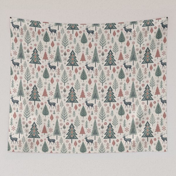 Item preview, Pine Trees & Snowflakes | Nordic Christmas Folk designed and sold by Shuga-Design.