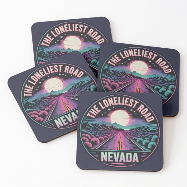 Item preview, The Loneliest Road Neon Night Badge – Nevada US Route 50 Scenic Sticker designed and sold by Horizon Tales.