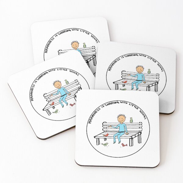 Item preview, Happiness Is Sharing With Little Wings – Cute Stick Figure Feeding Birds Quote designed and sold by Popstudio85.
