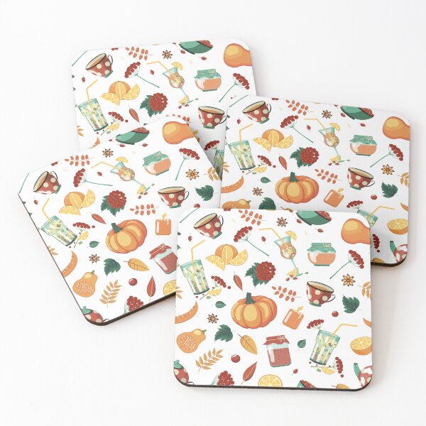 Item preview, Seamless Autumn Pattern with Pumpkins, Rose Hips, Orange Tea, Mulled Wine, and Cozy Seasonal Elements designed and sold by KosaUA.