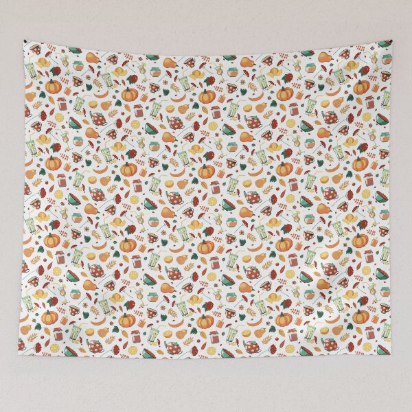 Item preview, Seamless Autumn Pattern with Pumpkins, Rose Hips, Orange Tea, Mulled Wine, and Cozy Seasonal Elements designed and sold by KosaUA.