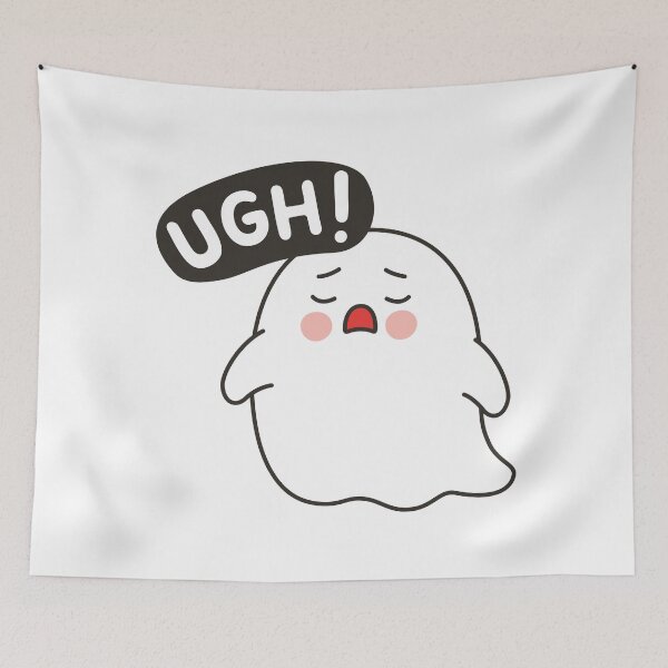 Item preview, Cute Ghost Sticker with Ugh Text Expression designed and sold by BibleProject.