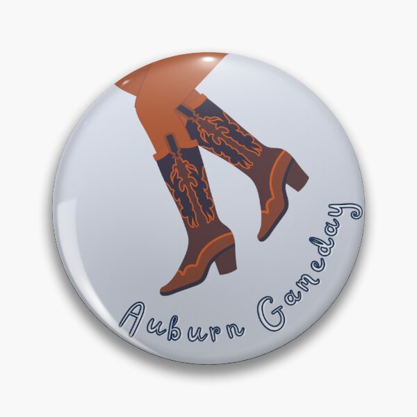 Item preview, Auburn Gameday Football Boots Pin Button designed and sold by Kickoff Buttons.