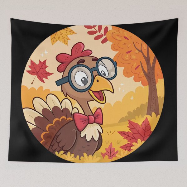 Item preview, Quirky Cartoon Turkey – Funny Thanksgiving Bird with Glasses & Bow Tie designed and sold by VividOrganica.