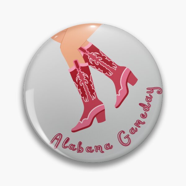 Item preview, Alabama Gameday Football Boot Pin Button designed and sold by Kickoff Buttons.