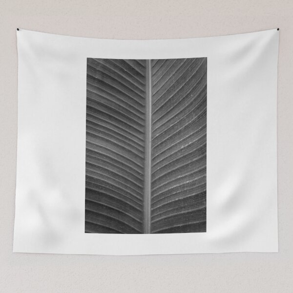 Item preview, Close-Up View of a Textured Natural Leaf in Black and White designed and sold by Nmallia.