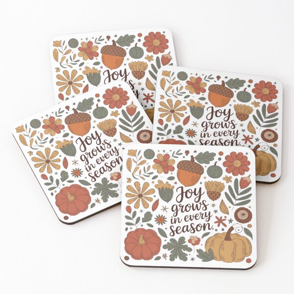 Item preview, Joy Grows in Every Season – Rustic Autumn Acorn & Floral Inspirational Design designed and sold by 5CatDesign.