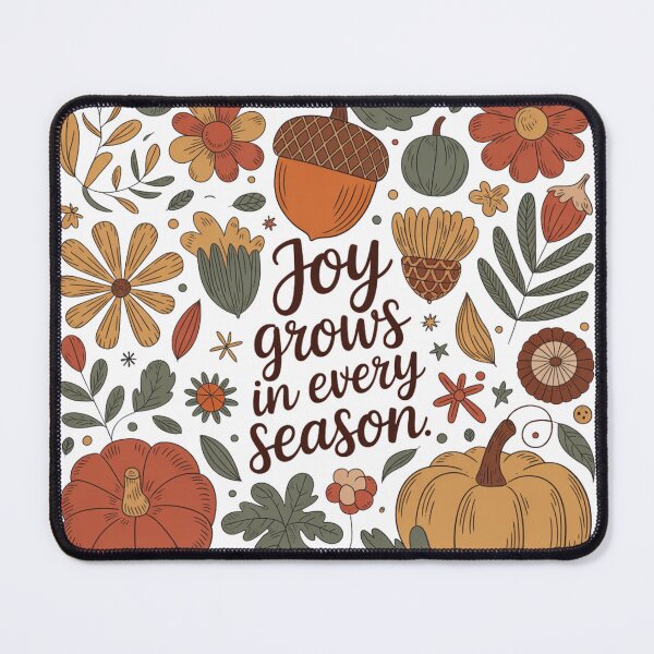 Item preview, Joy Grows in Every Season – Rustic Autumn Acorn & Floral Inspirational Design designed and sold by 5CatDesign.