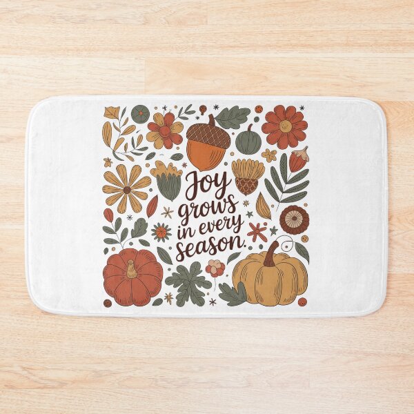 Item preview, Joy Grows in Every Season – Rustic Autumn Acorn & Floral Inspirational Design designed and sold by 5CatDesign.