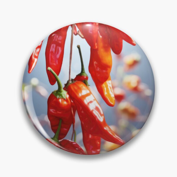 Item preview, Hanging red and orange chili peppers with blurred background, AI generated designed and sold by dvoevnore.