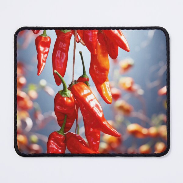 Item preview, Hanging red and orange chili peppers with blurred background, AI generated designed and sold by dvoevnore.