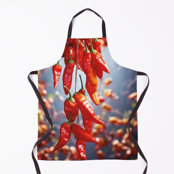 Item preview, Hanging red and orange chili peppers with blurred background, AI generated designed and sold by dvoevnore.