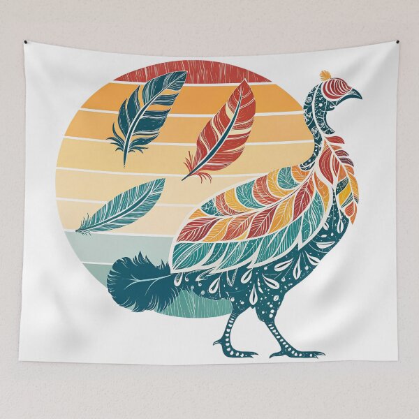 Item preview, Minimalist Quirky Turkey Silhouette – Retro 70s Feather Design  designed and sold by VividOrganica.