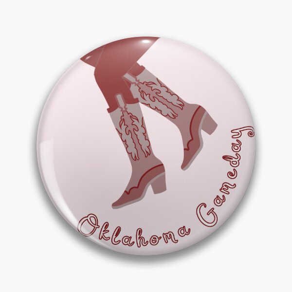 Item preview, Oklahoma Gameday Football Boots Pin Button designed and sold by Kickoff Buttons.