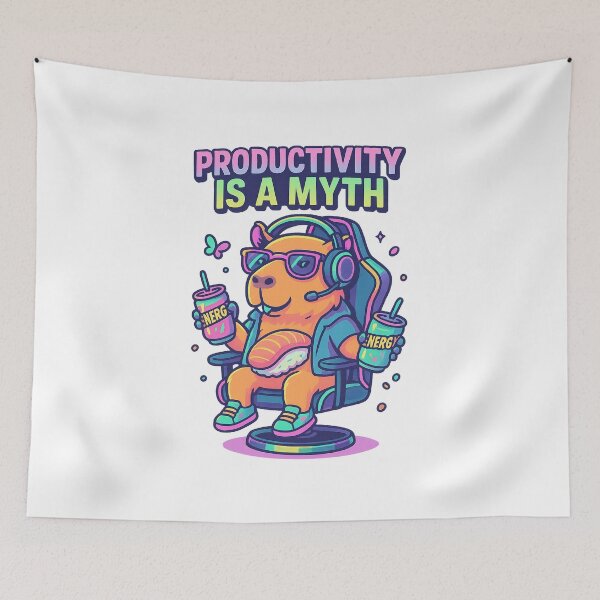 Item preview, Productivity Is a Myth – Funny Gamer Capybara Meme designed and sold by DeborahNewcombe.