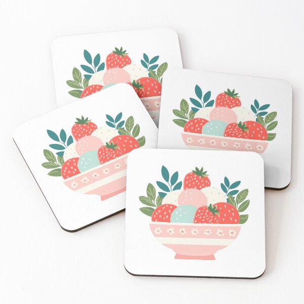 Item preview, Strawberry Bingsu – Korean Shaved Ice Dessert Illustration designed and sold by BobaBunny76.