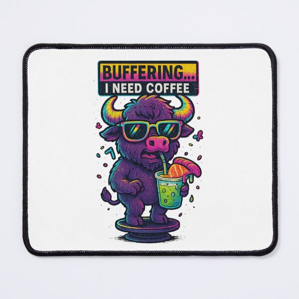 Item preview, uffering… I Need Coffee – Funny Neon Buffalo Meme designed and sold by DeborahNewcombe.