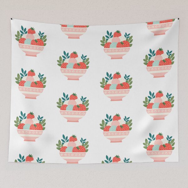 Item preview, Strawberry Bingsu – Korean Shaved Ice Dessert Illustration designed and sold by BobaBunny76.