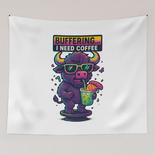 Item preview, uffering… I Need Coffee – Funny Neon Buffalo Meme designed and sold by DeborahNewcombe.