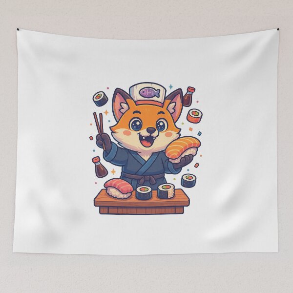 Item preview, Sushi Chef Fox – Cute Cartoon Japanese Food Lover designed and sold by DeborahNewcombe.